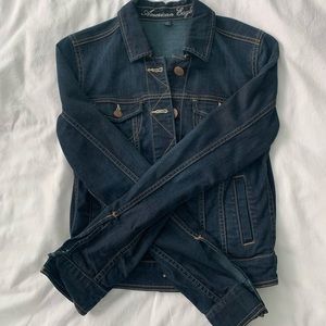 Cropped dark jean jacket